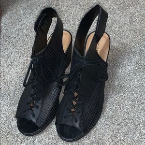 Black lace up heels